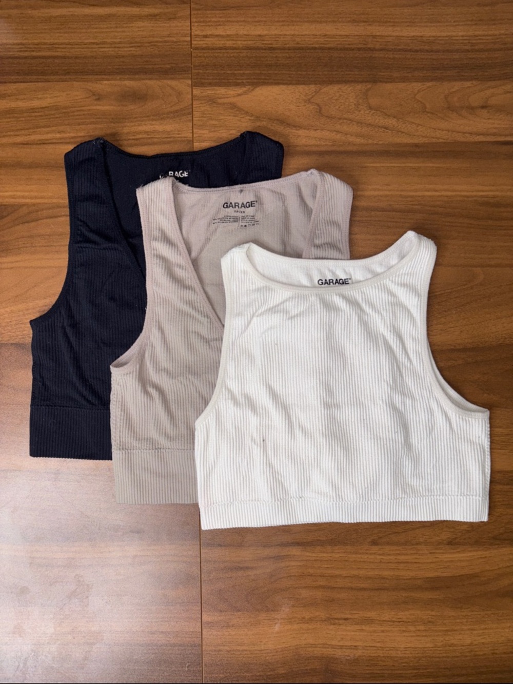 3 pack Garage Ribbed Crop Tops - XS